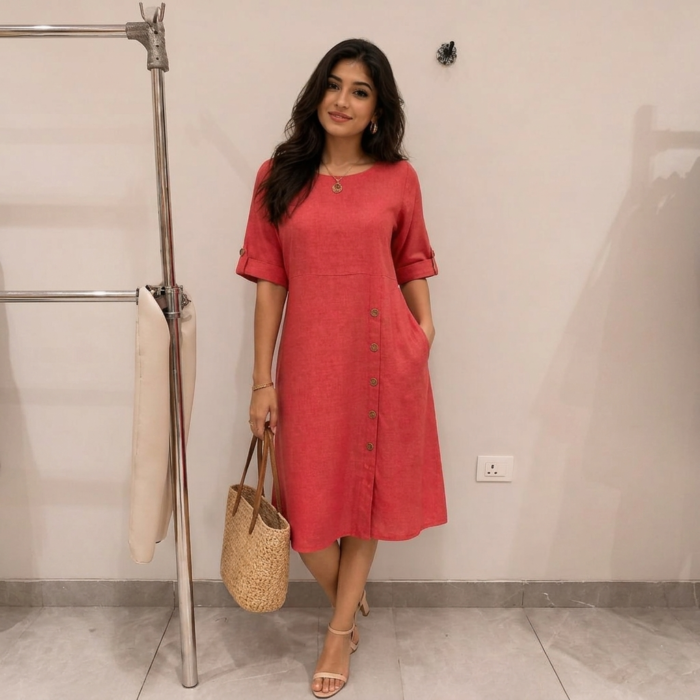 Coral Bloom Summer Midi
